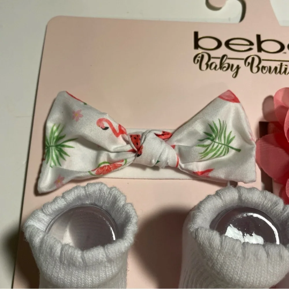 bebe Baby Boutique 4PC Headbands And Booties/socks New